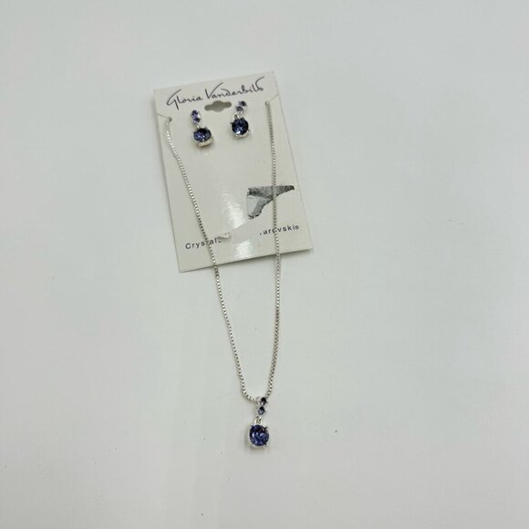 NWT Gloria Vanderbilt Crystals Swarovski Silver ToneNecklace Earrings Sets - Picture 2 of 5